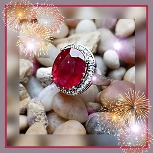 👑'5.05CT' AUTHENTIC RUBY & DIAMOND(Lab;) RING👑 7